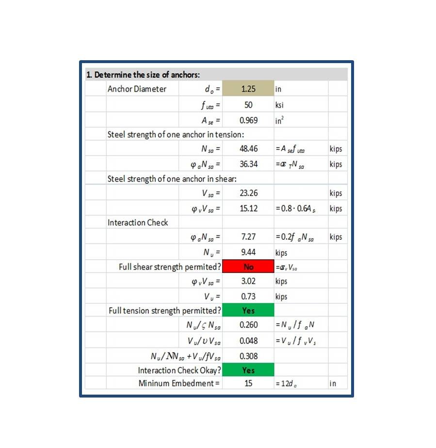 Anchor Bolt Anchorage Design Excel Sheet - Get Into Cart