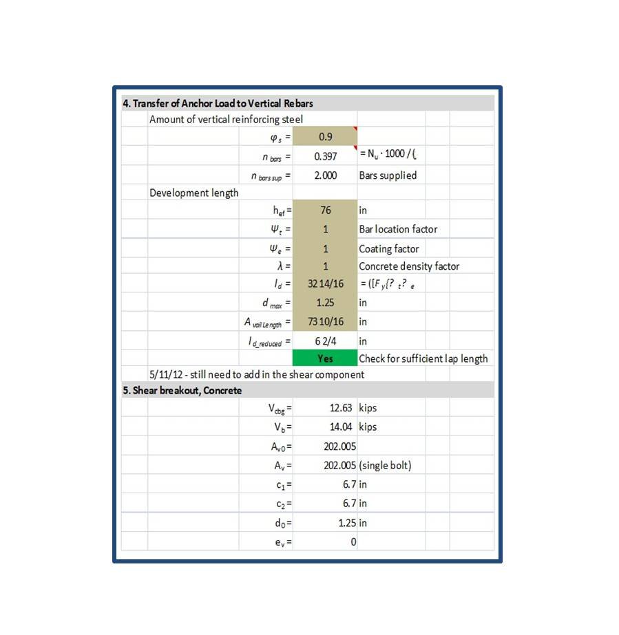 Anchor Bolt Anchorage Design Excel Sheet - Get Into Cart